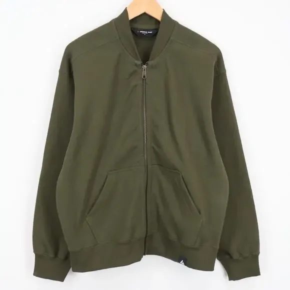 American Giant Men's Fleece Bomber Jacket Deep Olive Size Medium NWOT